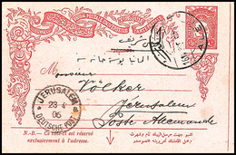 5338 JERUSALEM DP 23.4.06, Als AK.-Stempel Auf Türk. GSK Aus ALEPO Mit Rückseitigem Absender-Stempel Des Dt. Konsulat In - Turquie (bureaux)