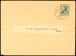 5343 JERUSALEM DP, Kreissteggitterstempel Ohne Stundenangabe Auf Streifband 5 C. A. 5 Pfg Germania An Den Generalkonsul  - Turkey (offices)