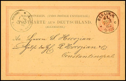 5347 KAISERLICH DEUTSCHES POSTAMT No. 1/ 30.2 (1880) Als Ank.-Stempel Auf D.R. Ganzsachenkarte Von Berlin , Alterspatina - Turkey (offices)