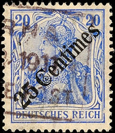 5349 SMYRNA 1911, Arge Type 5 Mit Sternen, Sog. Rosinenstempel Auf 25 C. Auf 20 Pf. Germania, Katalog: 50 O - Turkey (offices)