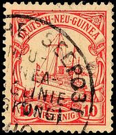 5374 DEUTSCHE SEEPOST NEU-GUINEA-ZWEIGLINIE (HONGKONG) A, Teilstempel Auf 10 Pfg Kaiseryacht (1 Z.), Katalog: 9 O - Deutsch-Neuguinea