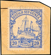 5376 DEUTSCHE SEEPOST NEU-GUINEA-ZWEIGLINIE B  (1910), Dampfer Prinz Sigismund, Wiederverwendet Zart Auf Briefstück 20 P - Nouvelle-Guinée