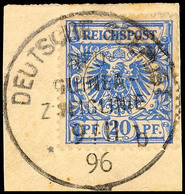 5377 DEUTSCHE SEEPOST NEU-GUINEA-ZWEIGLINIE 9/11 96, Klar Und Zentrisch Auf Briefstück 20 Pf. Krone/Adler, Katalog: DR48 - Nouvelle-Guinée