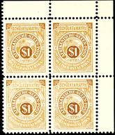 5385 5 C - 1 $ Seenpost Nachdrucke Komplett Einheitlich Als Rechte Obere Eckrand-Viererblöcke Tadellos Postfrisch, Mi. 1 - Deutsch-Ostafrika