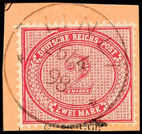 5391 2 Mark Dunkelrotkarmin Auf Postanweisungsausschnitt Klar Und Zentrisch Gestempelt BAGAMOYO 27/2 99, Gepr. R.F.Steue - Africa Orientale Tedesca