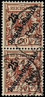 5415 25 Pesa Auf 50 Pfg Mit Schrägem Aufdruck, Senkrechtes Kabinettpaar, 68.-, Katalog: 10(2) O - Afrique Orientale