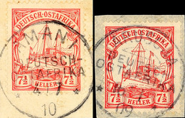 5456 AMANI 4/7 10 Und ARUSCHA 16/1 09, Je Klar Und Zentrisch Auf Briefstück 7½ Heller Kaiseryacht, Katalog: 32(2) BS - Afrique Orientale