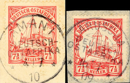 5456 AMANI 4/7 10 Und ARUSCHA 16/1 09, Je Klar Und Zentrisch Auf Briefstück 7½ Heller Kaiseryacht, Katalog: 32(2) BS - Deutsch-Ostafrika