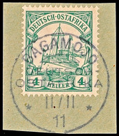 5459 BAGAMOJO 11./11 11 (Arge Type 3), Ideal Klar Und Zentrisch Auf Briefstück 4 Heller Kaiseryacht, Katalog: 31 BS - Deutsch-Ostafrika