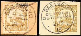 5461 BAGAMOYO 24/5 0? (Arge Type 2) Und BAGAMOJO 2/12 13 (Type 3), Je Klar Auf Briefstück 2½ Heller Kaiseryacht, Katalog - Afrique Orientale