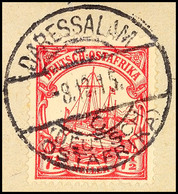 5466 DARESSALAAM C 8.12.15, Arge Type 7, Kriegsdatum Klar Und Zentrisch Auf Briefstück 7½ Heller Kaiseryacht, Katalog: 3 - Africa Orientale Tedesca