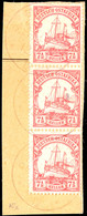 5492 MIKINDANI DOA 12 3 12, Je Einzeln Auf Briefstück Mit 3er-Streifen 7½ Heller Kaiseryacht (obere Marke Bug), Katalog: - Africa Orientale Tedesca