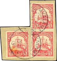 5498 MKALAMA, 3 Stück 7 1/2 Heller In L Form Auf Briefstück Mit Stempel Vom 15.11.13, Selten Signiert Grobe, Katalog: 32 - Africa Orientale Tedesca