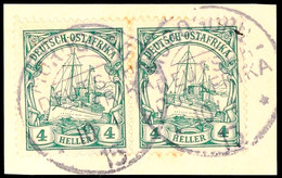 5513 MOROGORO 11/10 15, Kriegsdatum Je Klar Und Zentrisch Auf Briefstück Paar 4 Heller Kaiseryacht, Katalog: 31(2) BS - Afrique Orientale