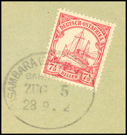 5560 USAMBARA (DEUTSCH-OSTAFRIKA) BAHNPOST ZUG 5 B / 28.9.12, Klar Auf Briefstück 7½ H. Kaiseryacht, Katalog: 32 BS - Afrique Orientale