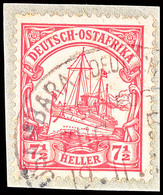 5563 USUMBARA BAHNPOST ZUG 5 19 11 ?, Teilstempel Auf Briefstück 7 ½ Heller Kaiseryacht, Katalog: 32 BS - German East Africa