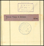 5566 2 1/2 H. Fr. Lt. Einn.Nachw. In Morogoro, Je Violetter Barfrankierungsstempel Auf Streifband Vom 12.10.15 Nach Kilw - Deutsch-Ostafrika