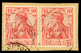5575 DEUTSCHE SEEPOST OST-AFRIKA-LINIE B 14.3 10, Klar Auf Briefstück Paar 10 Pf. Germania, Katalog: DR86(2) BS - Afrique Orientale