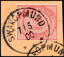 5581 2 Mark Dunkelrotkarmin Auf Postanweisungsausschnitt, Klar Gestempelt SWAKOPMUND 7/5 00, Mi. 100,-, Katalog: VS37f B - Sud-Ouest Africain Allemand