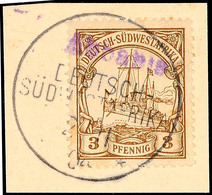5615 ABBABIS 2/11 04,  Wanderstempel, Arge Type 1, Auf Briefstück 3 Pf. Kaiseryacht, Katalog: 11 BS - Deutsch-Südwestafrika