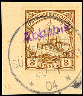 5617 ABBABIS, Violett Grotesk Mit Wanderstempel 30/11 04 Klar Und Zentrisch Auf Briefstück 3 Pf. Schiffzeichnung, Katalo - Deutsch-Südwestafrika