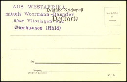 5623 AUS WESTAFRIKA Mittels Woermann-Dampfer über Vlissingen Und Oberhausen (Rhld) - Sehr Seltener Seepoststempel Blanko - Deutsch-Südwestafrika