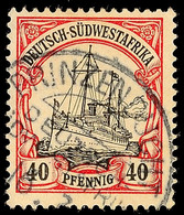 5666 PRINZENBUCHT 16.3 ? Klar Auf 40 Pf. Kaiseryacht (rückseitige Schürfung), Katalog: 17 O - Deutsch-Südwestafrika