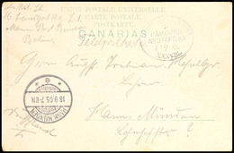 5683 DEUTSCHE SEEPOST LINIE HAMBURG - WESTAFRIKA XXXVIII. 7/9 05 Auf Feldpost-Ansichtskarte Las Palmas Nach Hann.Münden  - German South West Africa