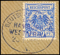 5691 DEUTSCHE SEEPOST LINIE HAMBURG - WESTAFRIKA X. 23.1.? Violett Klar Und Zentrisch Auf Briefstück Deutsches Reich 20  - Sud-Ouest Africain Allemand