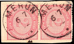 5714 2 Mark Senkrechtes Paar Auf Briefstück Zwei Stempel KAMERUN 6/7 92, Mi. 400.-, Katalog: V37e(2) BS - Kamerun