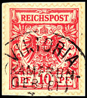 5727 10 Pf. UV Ocker Tadellos Auf Briefstück Mit Stempel VIKTORIA (KAMERUNGEBIET) (Steuer 8-fach), Tiefst Gepr. Bothe BP - Cameroun