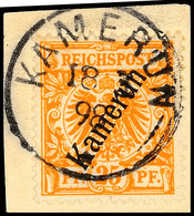 5740 25 Pf. Dunkelorange Tadellos Auf Briefstück, Mi. 120.-, Katalog: 5b BS - Kamerun