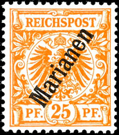 5899 25 Pfg Krone/Adler Mit Steilem Aufdruck, Tadellos Postfrisch, Kabinett, Doppelt Gepr. Jäschke-Lantelme BPP, Mi. 220 - Isole Marianne