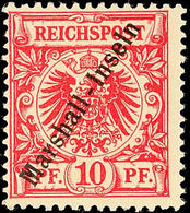 5932 10 Pf. In B-Farbe Tadellos Ungebraucht, Kurzbefund Jäschke-Lantelme BPP: "einwandfrei", Mi. 180.-, Katalog: 9b * - Isole Marshall