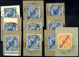 5933 20 Pf Neun Mal Sowie 25 Pf Ein Mal Tadellos Auf Zehn Einzelnen, Zentrisch Gestempelten Briefstücken, Mi. 320,--, Ka - Marshall Islands