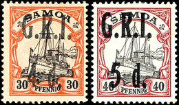 5958 1 D. Auf 10 Pf Und 4 Bis 6 D. Auf 30 Bis 50 Pf Je Tadellos Ungebraucht (6 D. Signiert), Mi. 560,--, Katalog: 3,6-8  - Samoa