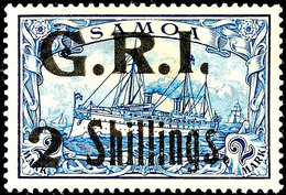 5960 2 Shillings Auf 2 Mk Schwärzlichblau Mit Sehr Seltener Abart: "Punkt Hinten I Von G.R.I. Rechts Abgeschnitten", Tad - Samoa