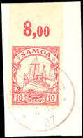 5962 PALAULI 4 12 07 Klar Auf Briefstück 10 Pf. Kaiseryacht Oberrandstück, Katalog: 9 BS - Samoa