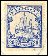 6007 KETE-KRATSCHI 4.2, Blaugrau Zentrisch Auf Briefstück 20 Pf. Kaiseryacht, Gepr. Bothe BPP, Katalog: 10 BS - Togo