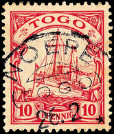 6015 NOEPE, Kpl. Stempel Vom 26.2. Auf 10 Pfg, Katalog: 9 O - Togo