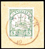 6016 NUATJÄ 8 11 10 Klar Und Zentrisch Auf Briefstück 5 Pf. Kaiseryacht, Katalog: 8 BS - Togo