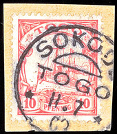 6023 SOKODE 11 7 09, Klar Auf Briefstück 10 Pf. Schiffszeichnung, Katalog: 9 BS - Togo