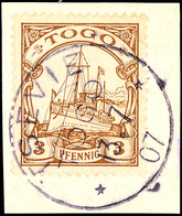 6026 TSEVIE 3 7 07 Klar Auf Briefstück 3 Pfg Kaiseryacht, Katalog: 7 BS - Togo