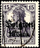 6070 15 Cent Auf 15 Pfennig Germania, Schwärzlichbläulichviolett, Gestempelt "Brüssel * 1p 7.11.18", Ein Zahn Kurz - Son - Other & Unclassified