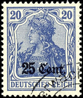 6089 25 C. Auf 20 Pfg Germania Dunkelviolettblau, Sauber Rundgestempelt, Tadellos, Tiefst Gepr. Hey BPP, Mi. Ohne Preis, - Autres & Non Classés