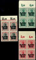 6118 5, 10 Und 40 Pf. Je Als Plattendruck-Oberrand-Viererblocks, Nr. 5 In Typ B, Tadellos Ungefaltet, Mi. 194.-, Katalog - Autres & Non Classés