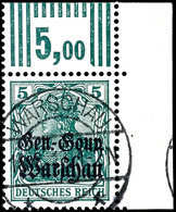 6119 5 Pfg Germania In Der Seltenen Farbe Schwärzlichopalgrün Mit Aufdruck, Im Walzendruck, Obere Rechte Eckrandmarke, U - Other & Unclassified