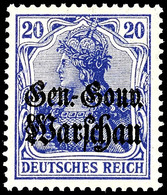 6122 20 Pfg Germania Mit Bdr.-Aufdruck "Gen.-Gouv Warschau", D-Farbe, Tadellos Postfrisch, Fotokurzbefund Wasels BPP (20 - Altri & Non Classificati