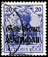 6124 20 Pfennig Germania Mit Schwarzem Bdr.-Aufdruck, Dunkelviolettblau, Tadellos Gestempelt, Fotobefund Wasels BPP (201 - Autres & Non Classés