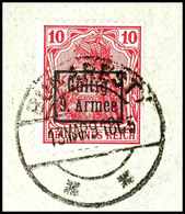 6157 10 Pf. "rot" Tadellos Auf Briefstück, Fotobefund Wasels BPP, Mi. 300,-, Katalog: 1IIb O - Other & Unclassified